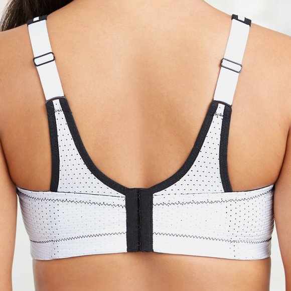 Glamorise SPORT Bra 44D (DOUBLE-LAYER) Wicking (PADDED-STRAPS) WHITE NEW - Picture 3 of 14